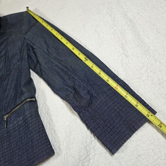 White House Black Market Zip Front Denim Blazer Jacket - Picture 6 of 12